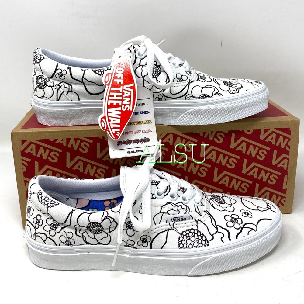 🌸Sale🌸 VANS ERA U-color Floral White Women’s Size 9.5 Sneakers VN0A4U391UH - Picture 2 of 9